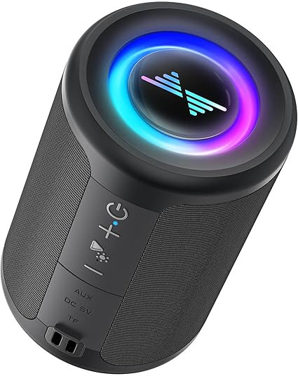 LENRUE Mini Portable Bluetooth Speaker with Light, TWS Stereo Surround Sound, Type-C Power Supply, Bluetooth 5.3, AUX TF Card Input, Wireless for Outdoor and Home Use, the Coolest Gift